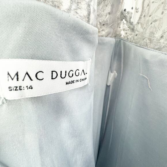 Mac Duggal 20214D Long Sleeve Embroidery V-Neck Evening Lace Dress Size 14 NWT - Picture 10 of 12